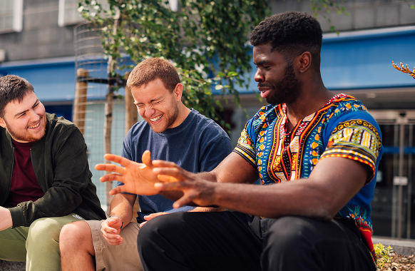 People chatting outdoors